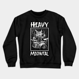 Heavy Metal Headbanger Drummer Cat Crewneck Sweatshirt